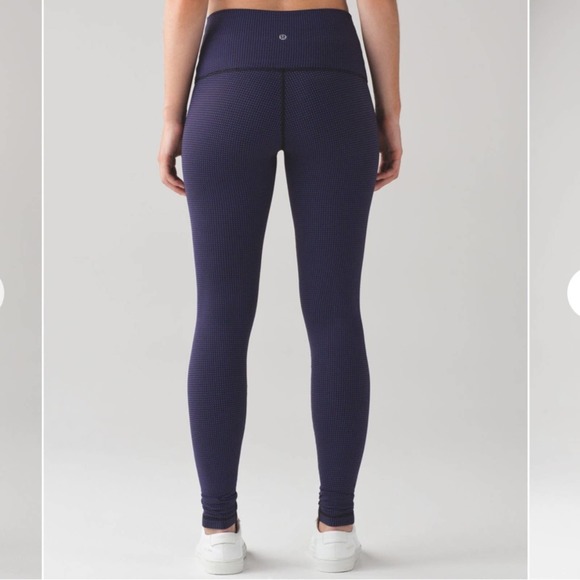 Lululemon Wunder Under Pant (Hi-Rise) Teeny Check Black Cerulean Blue - Picture 2 of 12